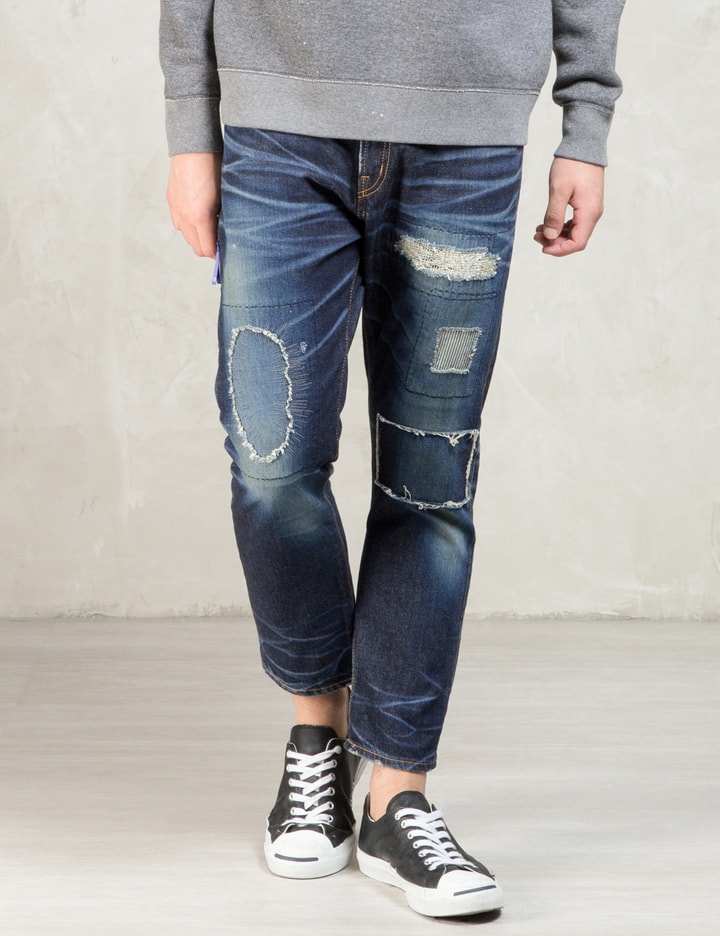 houd er rekening mee dat Regeren Misbruik Denim By Vanquish & Fragment - Indigo Five Year Washed Low Crotch Cropped Denim  Jeans | HBX - Globally Curated Fashion and Lifestyle by Hypebeast