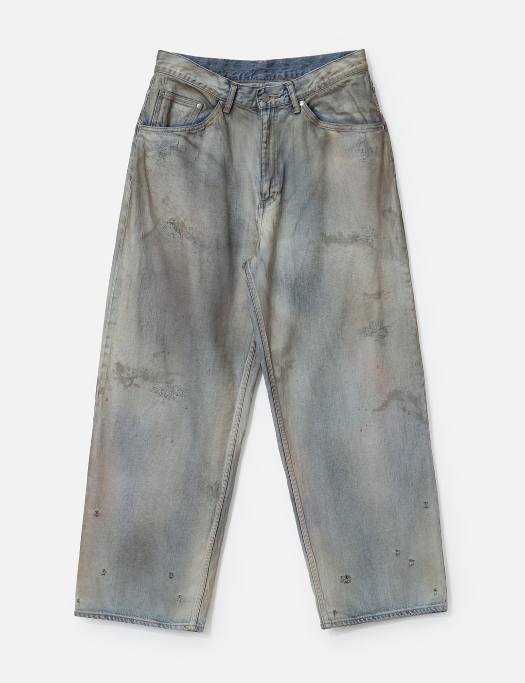 ANCELLM #03 AGING01 Straight Deinm - Hand-distressed indigo 
