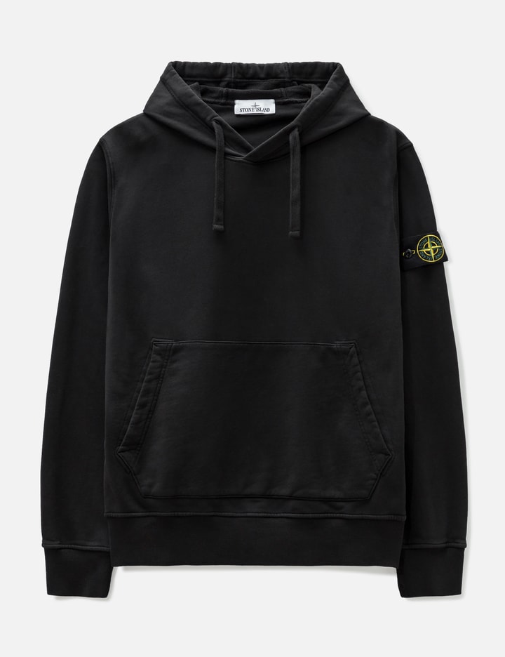 Stone Island Garment-dyed Cotton Hoodie In Black