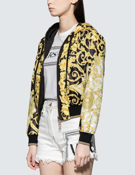 Versace Tiger-Print Leather Jacket - Black