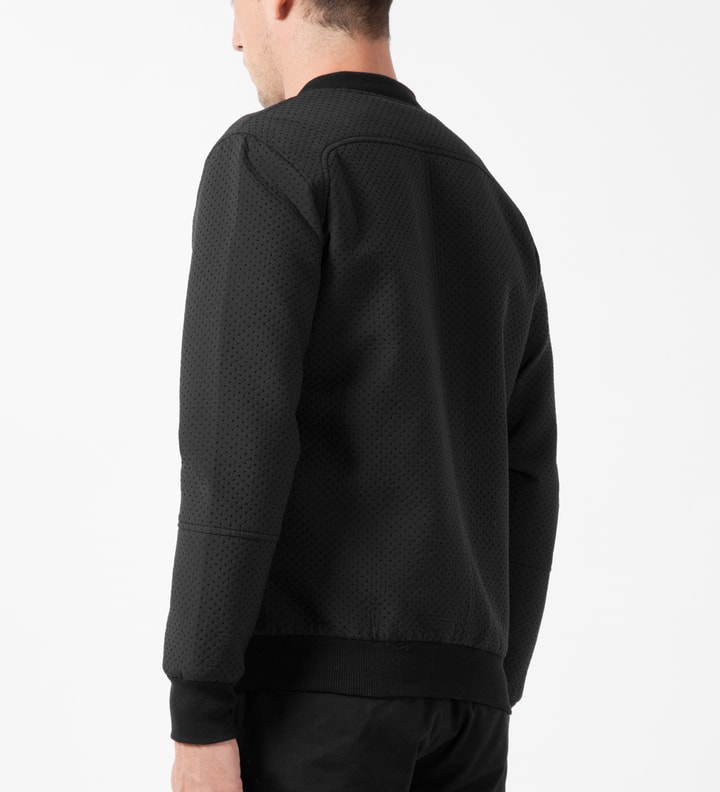 Black Perforated Neoprene Bomber Jacket Placeholder Image