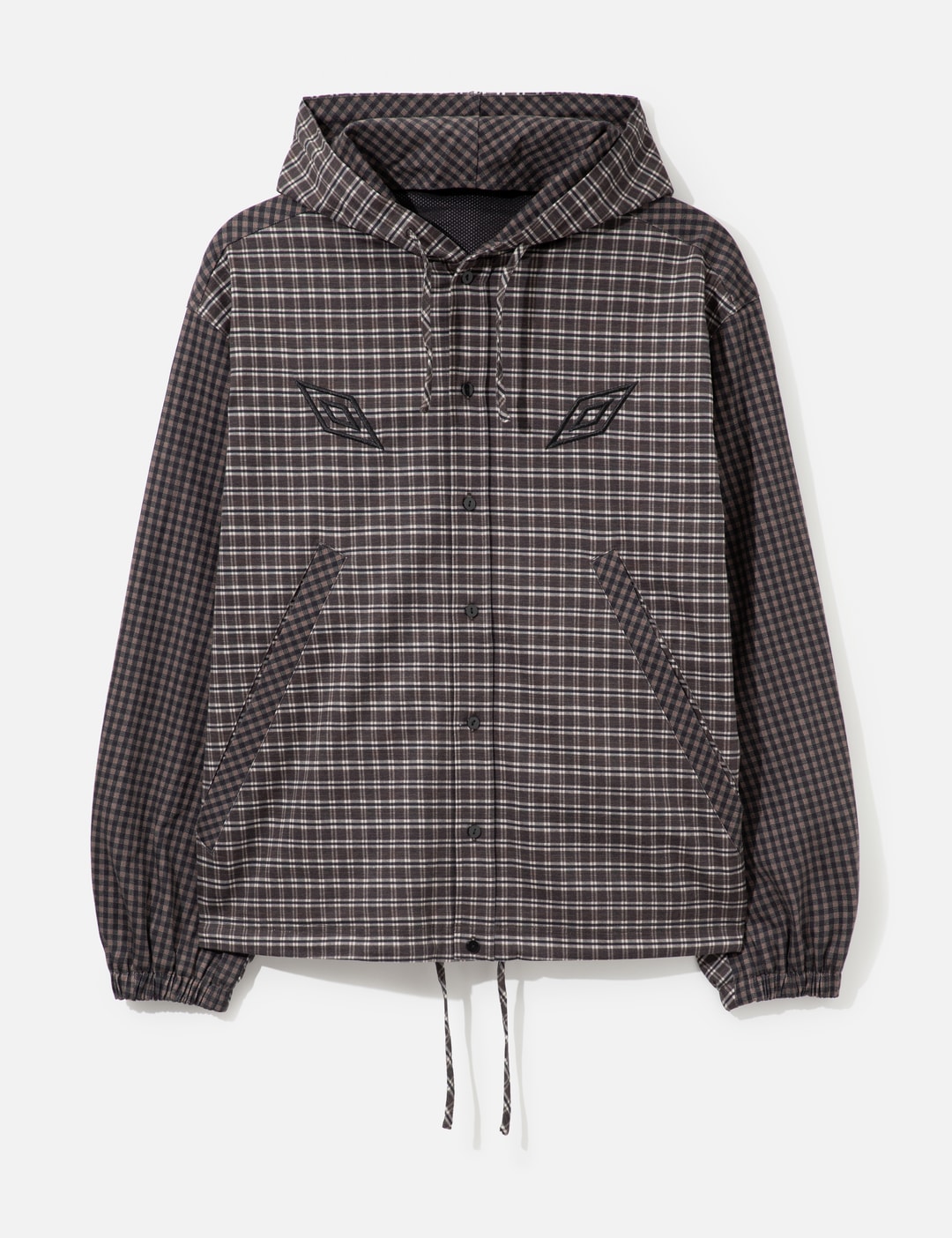 Umbro Slam Jam X  Double Plaid Overshirt Dark In Gray