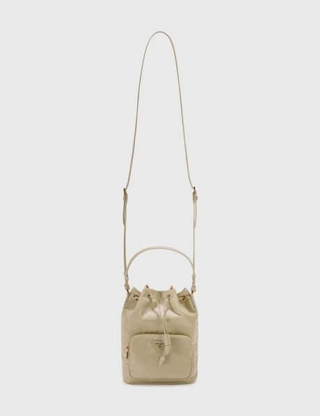 Duet Small Re Nylon Bucket Bag in White - Prada