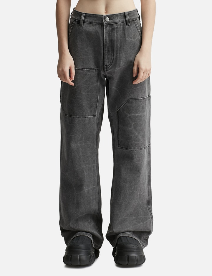 Acne Studios Patch Canvas Trousers In Grey