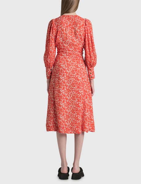 Ganni - Crepe Button-Wrap Midi Dress | HBX Ganni - Crepe Button-Wrap Midi Dress | HBX