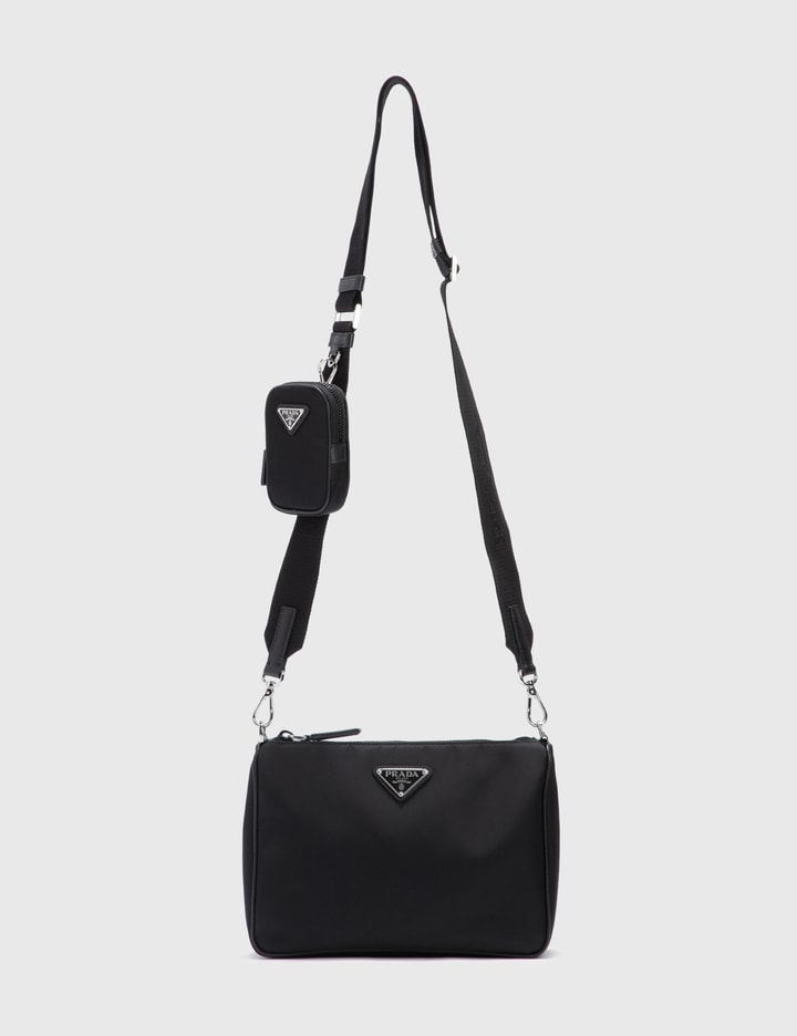 re-nylon and saffiano leather shoulder bag