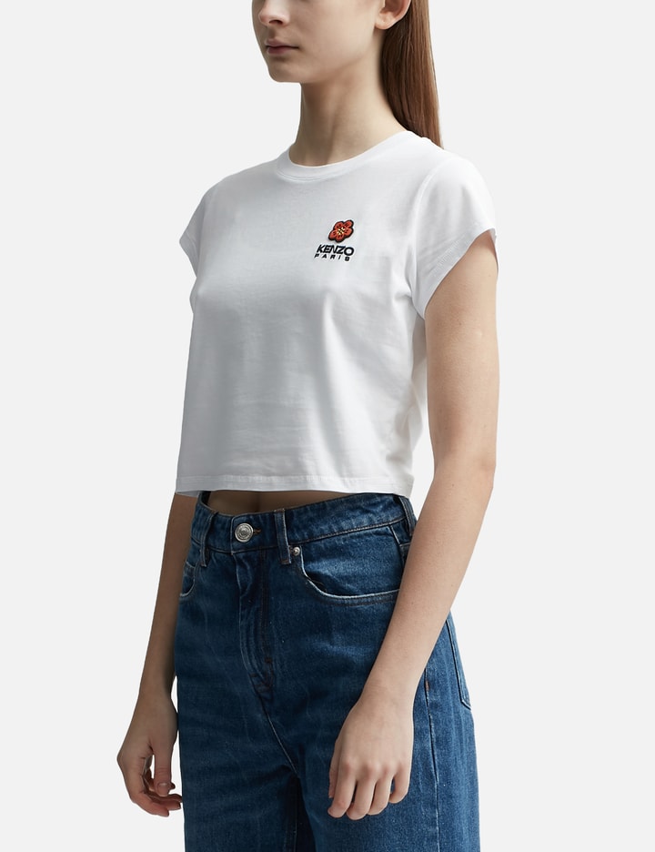 Shop Kenzo Boke Flower Crest Micro-embroidered T-shirt In White
