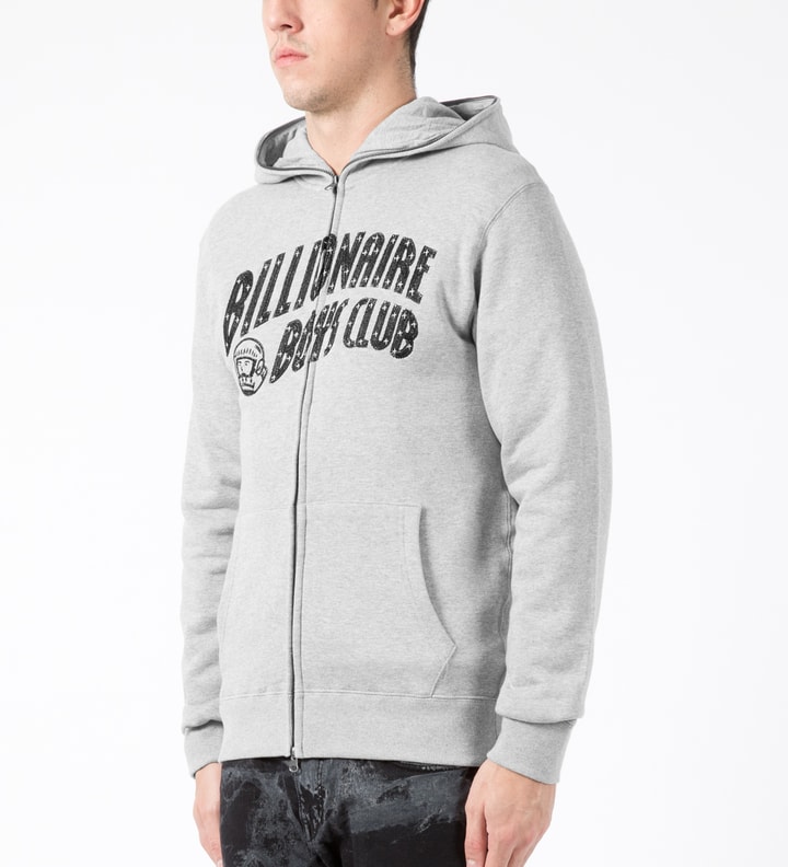 Heather Grey Arch Logo Zip Front Hoodie Placeholder Image