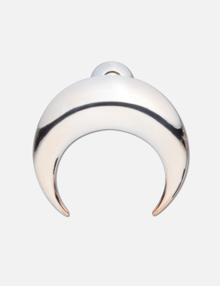 Shop Marine Serre Regenerated Single Tin Moon Stud Earring In Silver