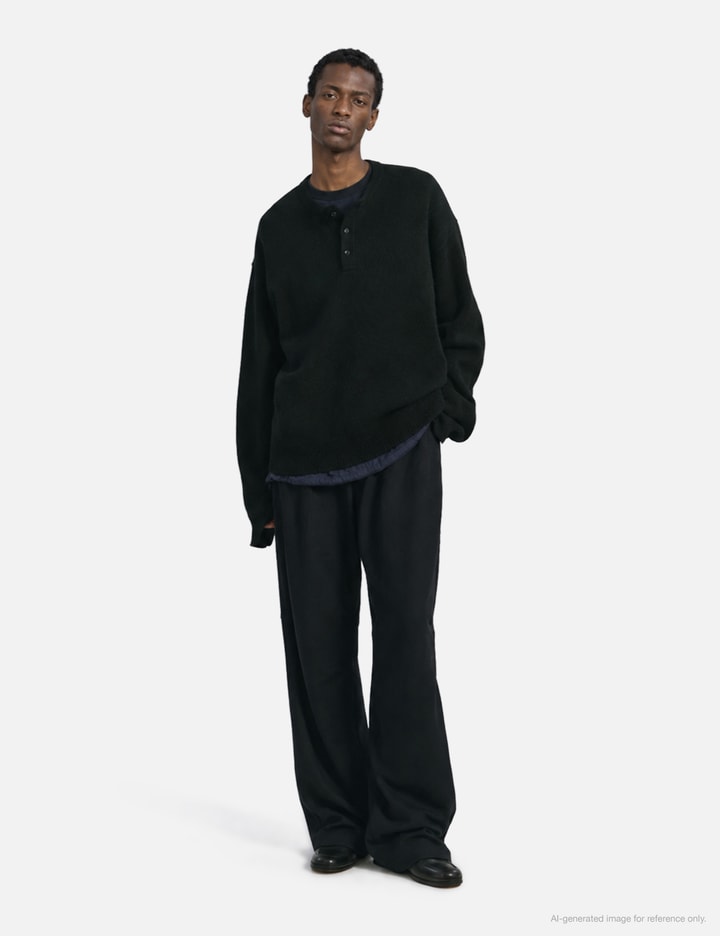 ANCELLM Wool Cut Knee Tuck Slacks