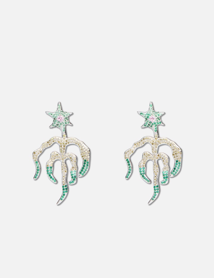 Shop Collina Strada Sprouting Star Earrings In Green