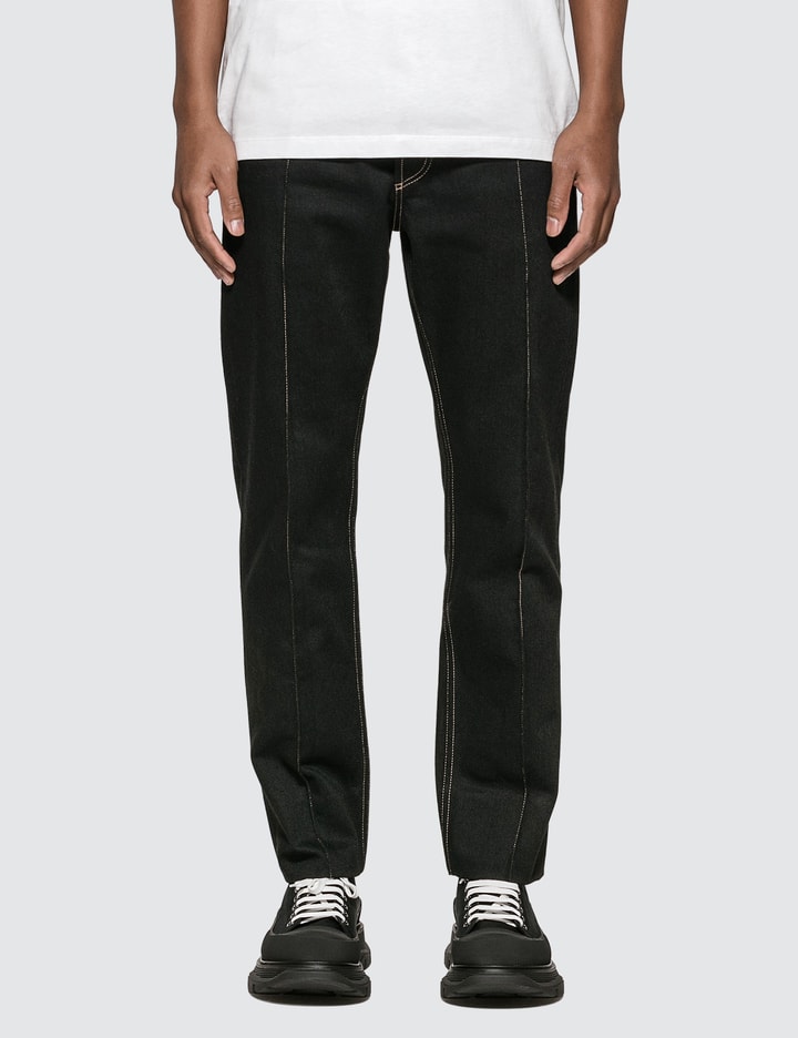 Piped Seams Straight Leg Jeans Placeholder Image