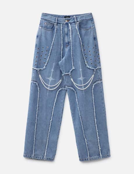 LIBERE DESTROYED CROSS DENIM PANTS