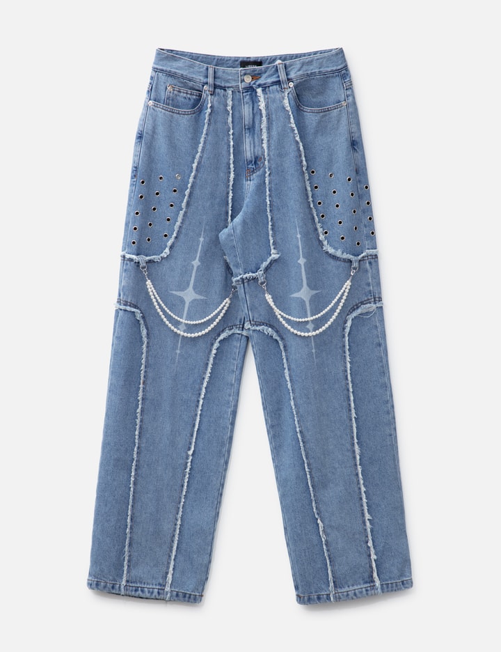 DESTROYED CROSS DENIM PANTS Placeholder Image