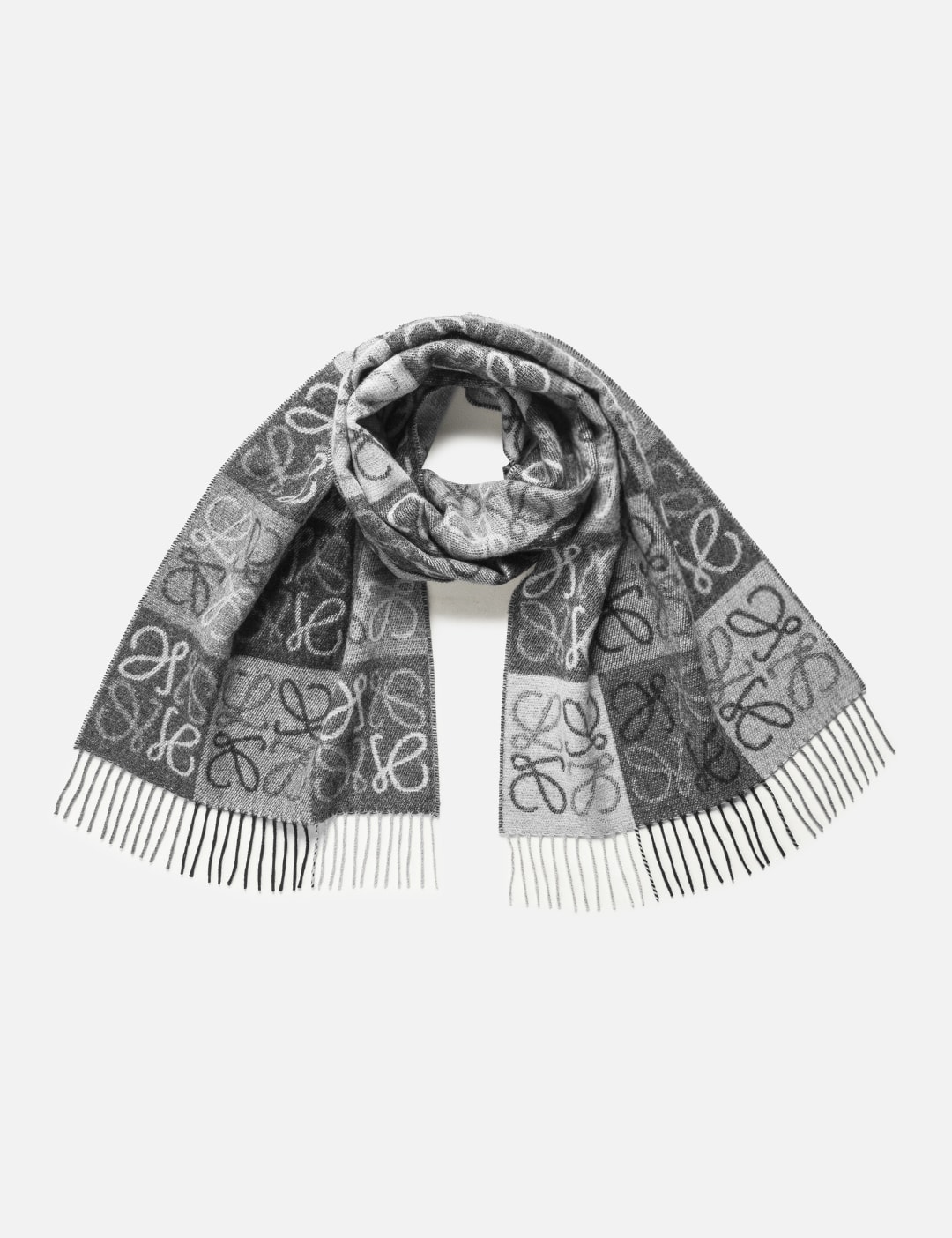 Loewe Anagram Wool And Cashmere Scarf in Gray