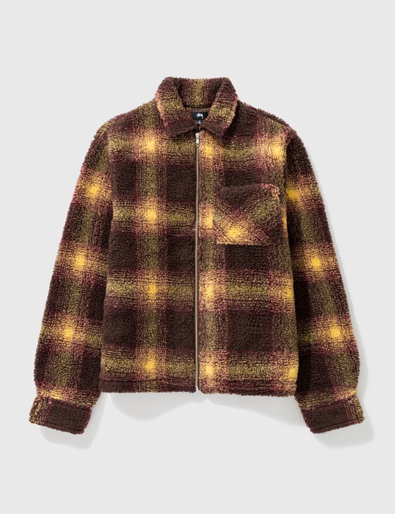 Stussy - Shadow Plaid Sherpa Zip Shirt 