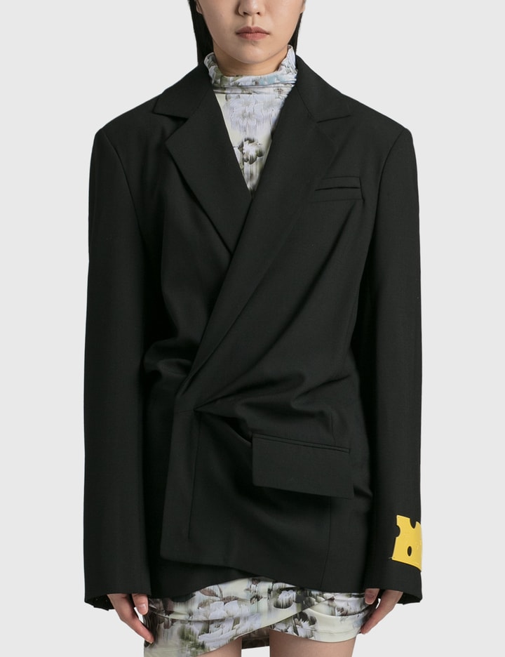 Off-white Dry Wool Twisted Jacket In Black