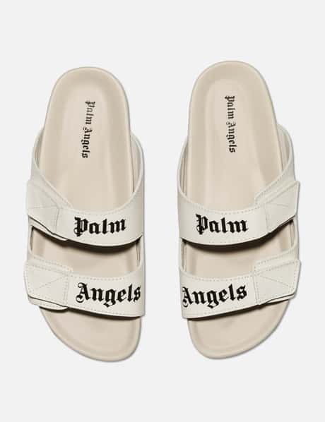 Palm Angels Off-White Slides Palm Angels Classic Logo Sliders Off White Black | Footshop main image 4