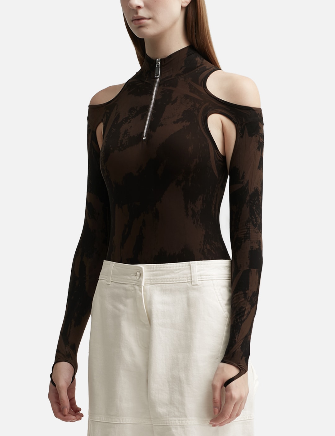 CUT-OUT PRINTED SCULPTING BODYSUIT view 9