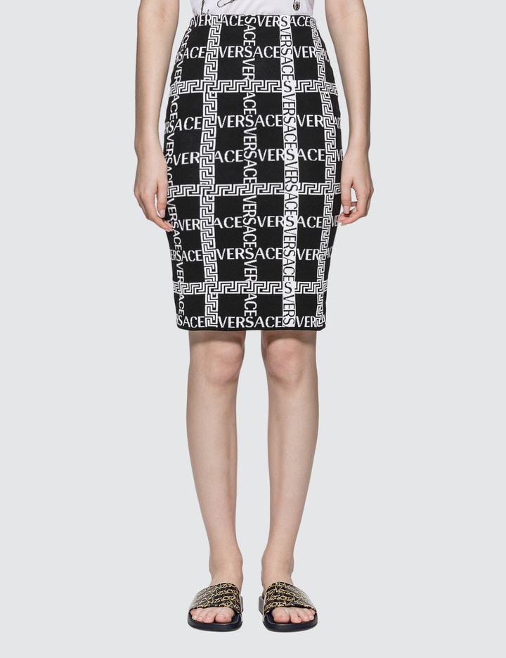 Grid Logo Printed Knit Midi Skirt Placeholder Image