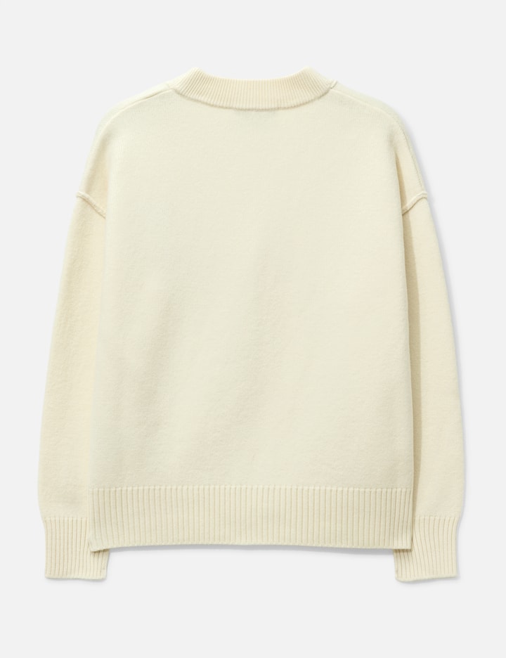 Ami Natural Wool Cardigan With Contrasted Ami De Coeur