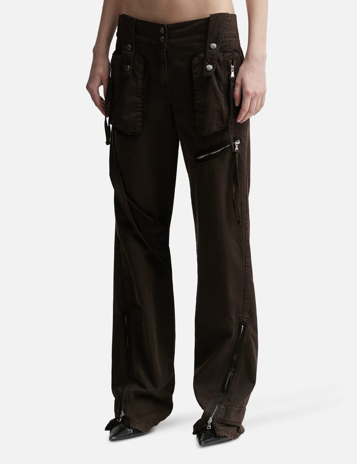 Shop Blumarine Cargo Pants With Satin Inserts In Brown