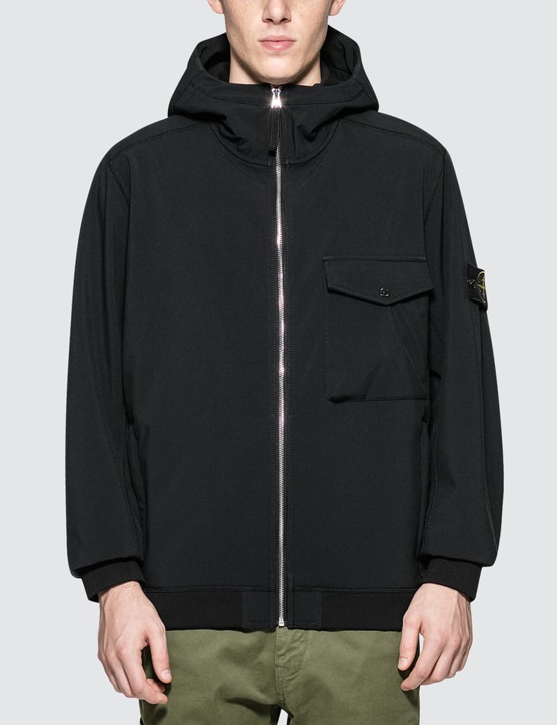 stone island badge basic zip hoodie