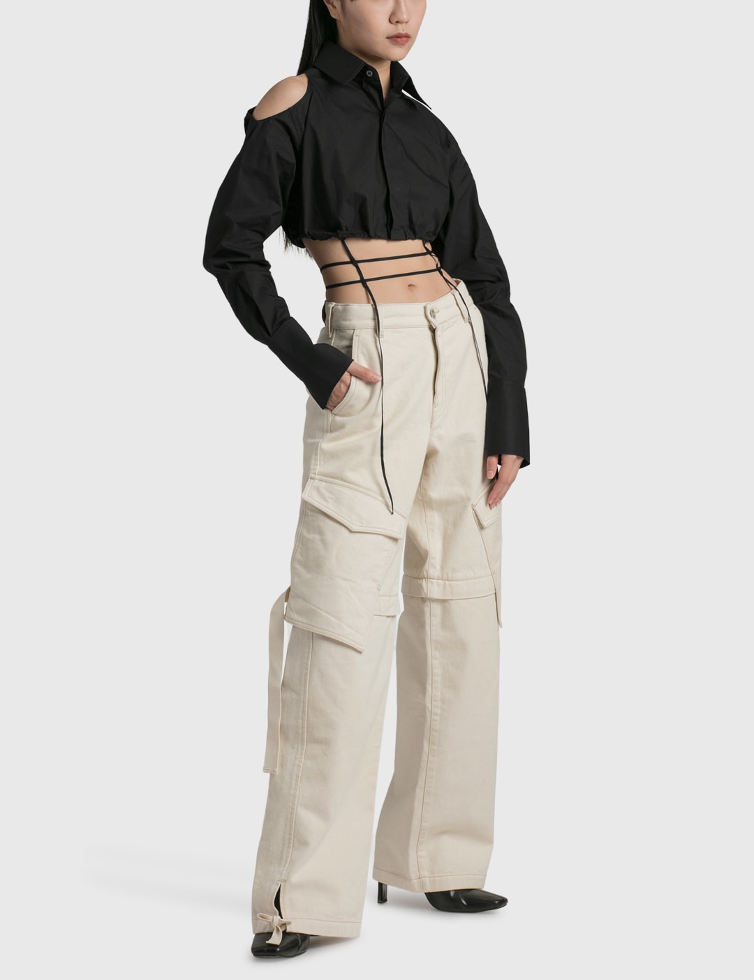 Nensi Dojaka - FLARED SHEER TAILORED TROUSERS