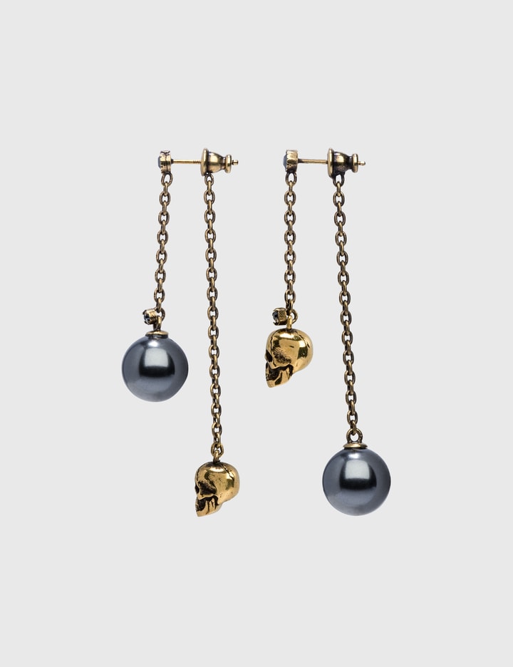 Pearl-like Skull Chain Drop Earring Placeholder Image