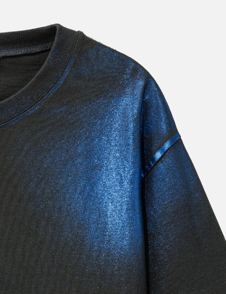 Acne Studios Spotted Blue Cotton T-shirt With Iridescent Finish In Multi