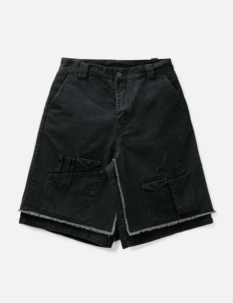 Washed Layered Cargo Skirt Shorts view 6