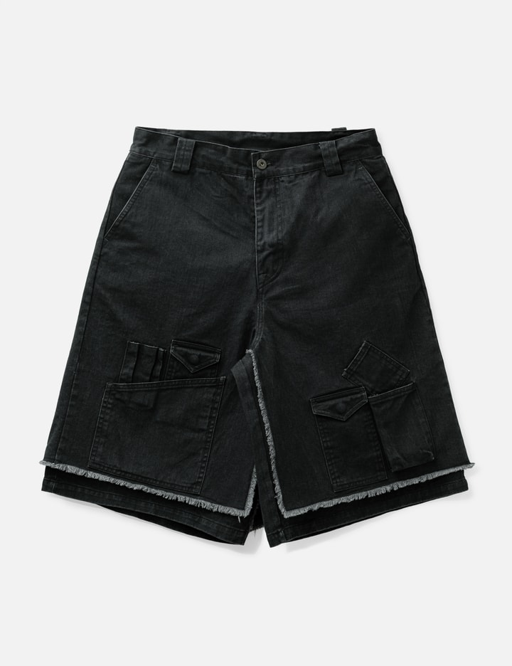 AJOBYAJO Washed Layered Cargo Skirt Shorts