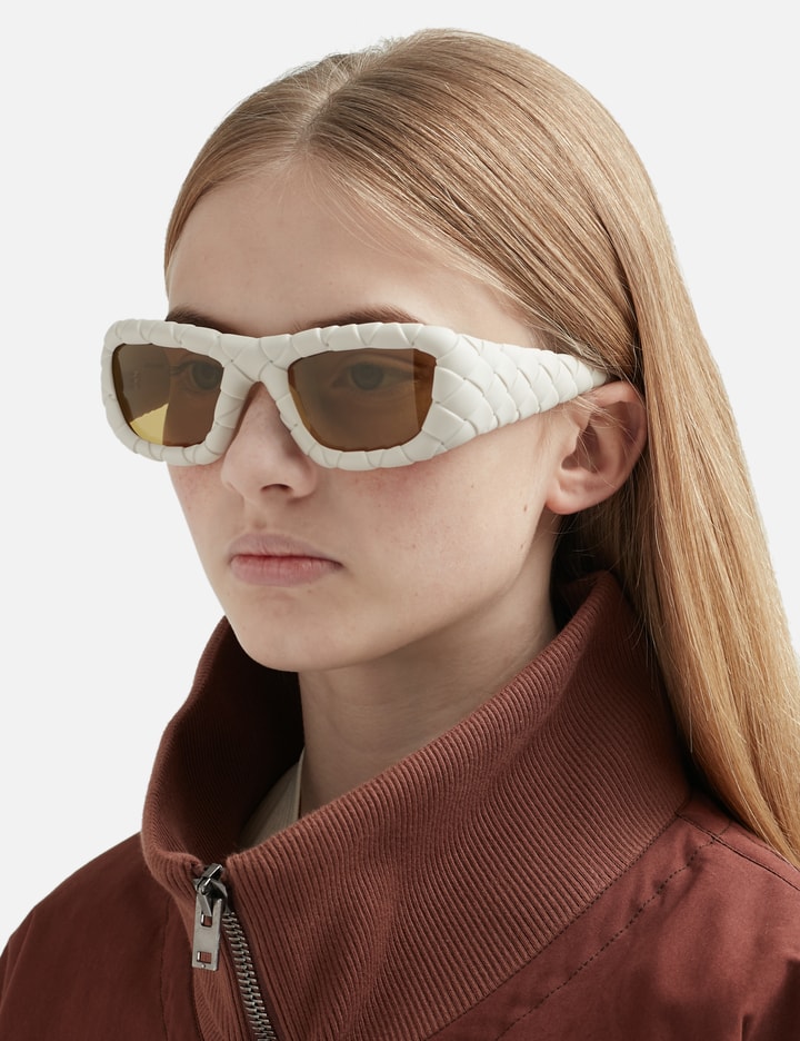 Bottega Veneta Eyewear Panthos Frame Sunglasses In White