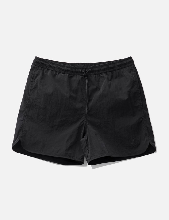 Moncler Men's Crinkled Swim Shorts In Black