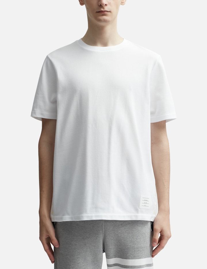 Shop Thom Browne Center Back Stripe Piqué T-shirt In White