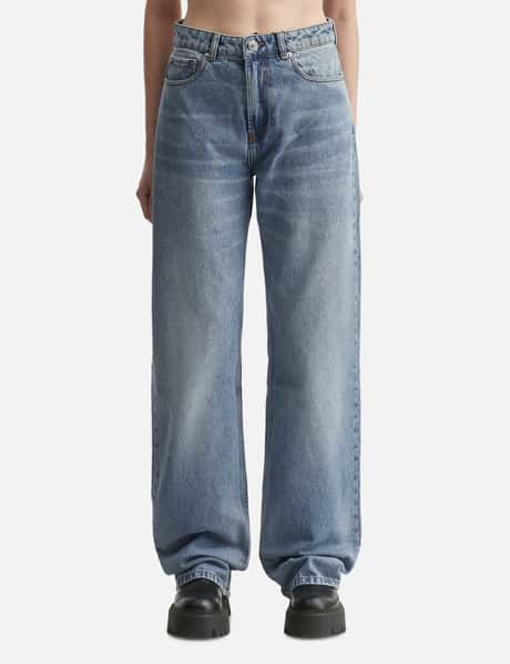 Ami Blue Cotton Large Fit Jeans