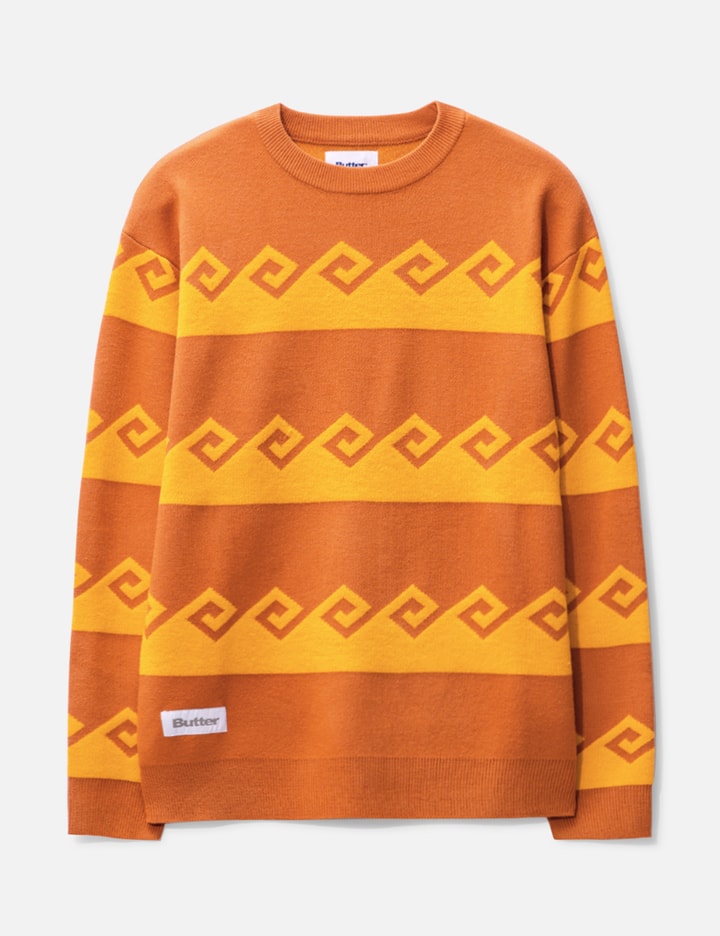 Butter Goods Waves Knit Sweater In Orange
