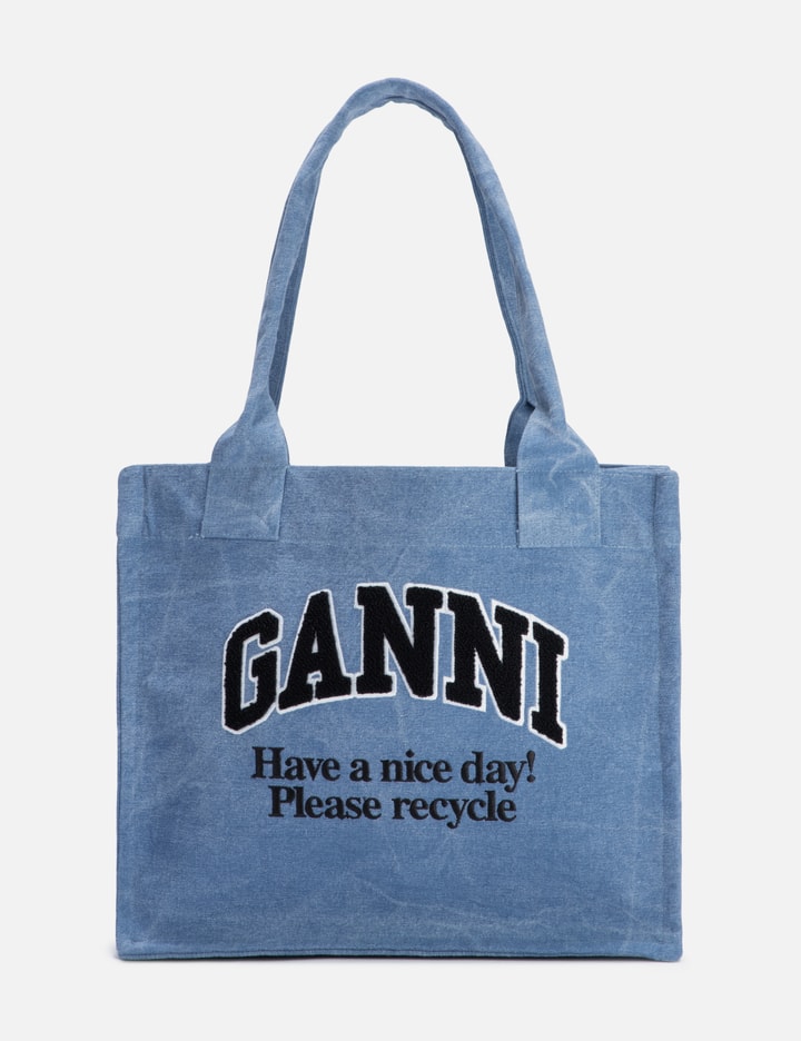 Ganni Large Easy Shopper Washed In Blue