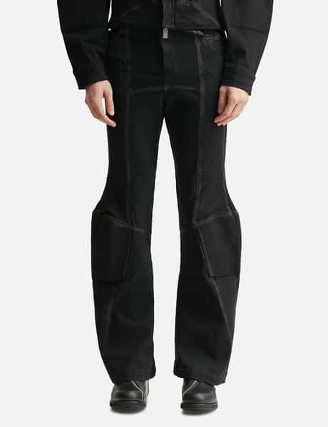 Padded Flared Painted Denim Pants view 10