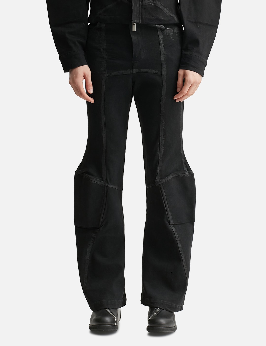 Padded Flared Painted Denim Pants view 11