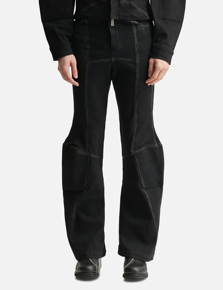 Padded Flared Painted Denim Pants Placeholder Image