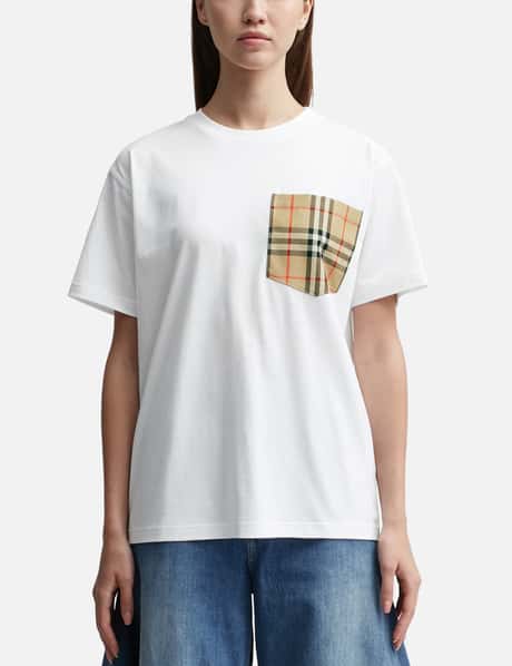 Burberry ヴィンテージチェックポケット コットン オーバ―サイズ Tシャツ