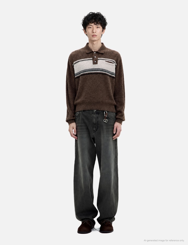 COOR Alpaca Blend Striped Polo Sweater