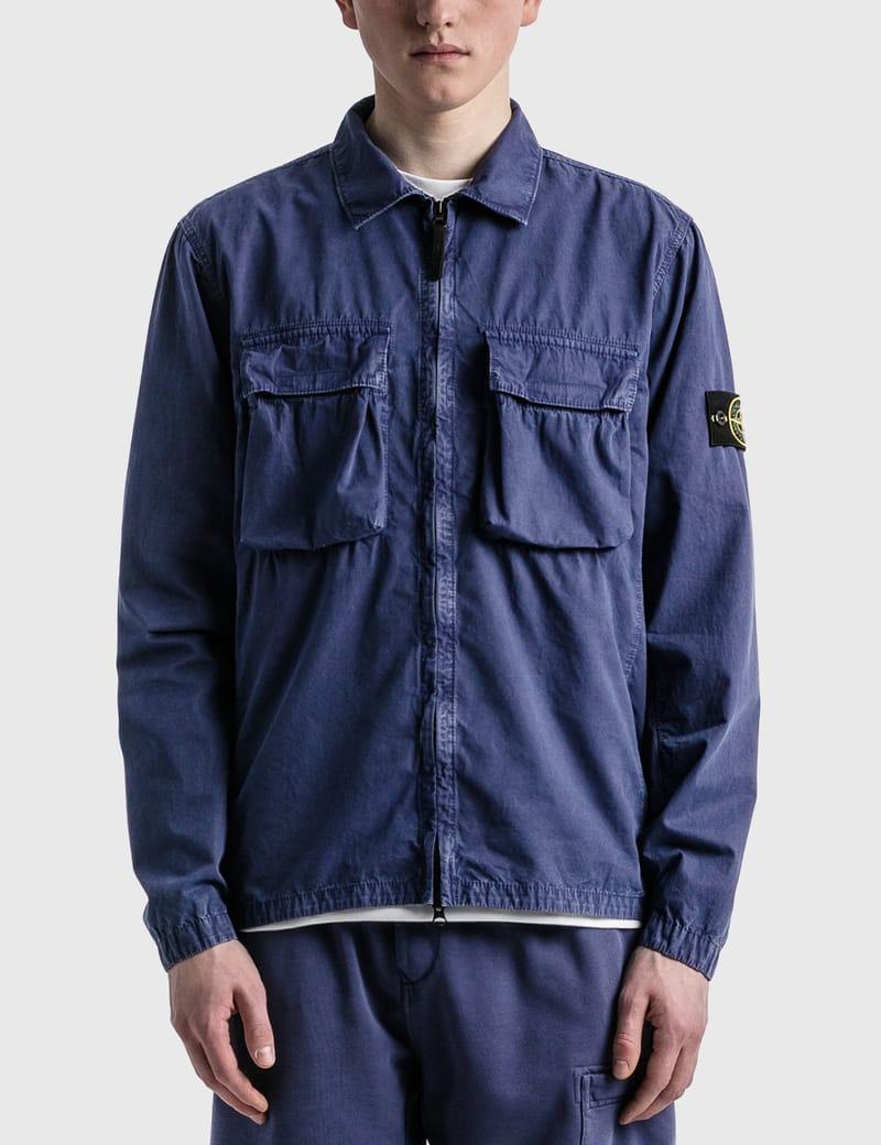 stone island brushed canvas overshirt