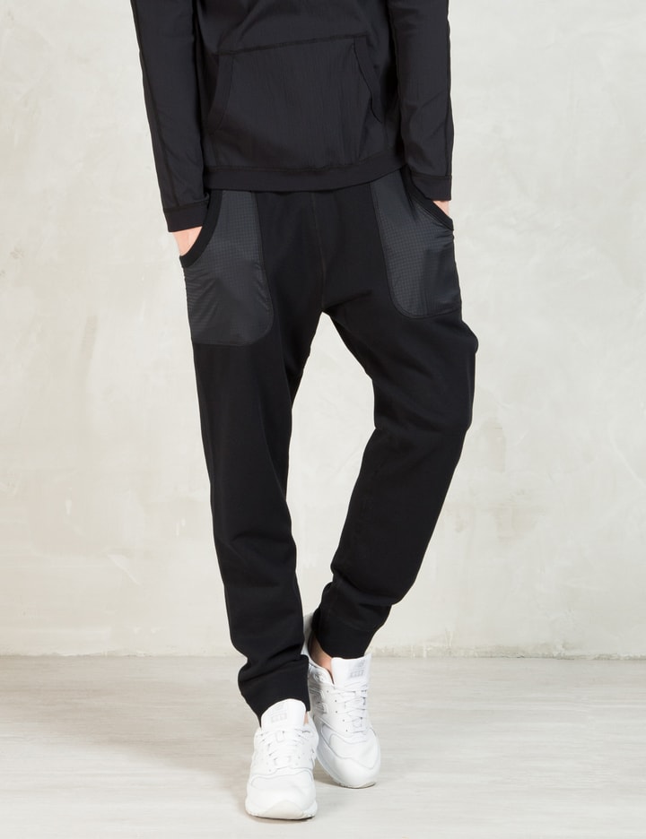 Black Ripstop Stretch Nylon/midweight Terry Pants Placeholder Image