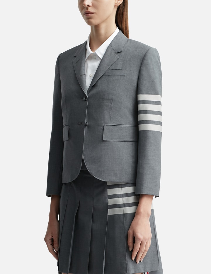 Shop Thom Browne 4-bar Plain Weave Suiting Jacket In Grey