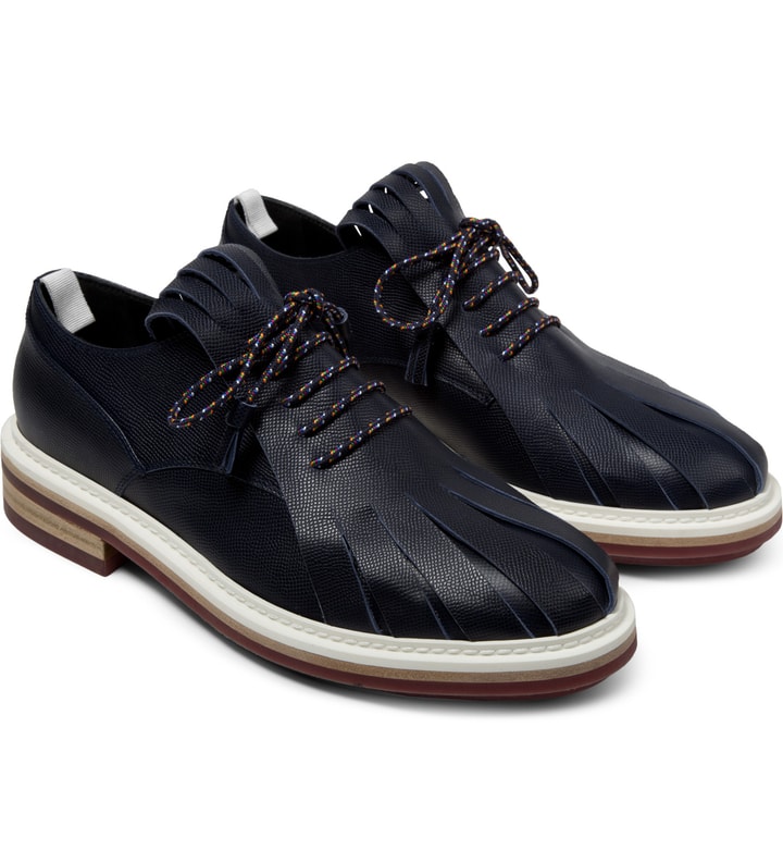Navy Fringed Tongue Derby Shoes Placeholder Image