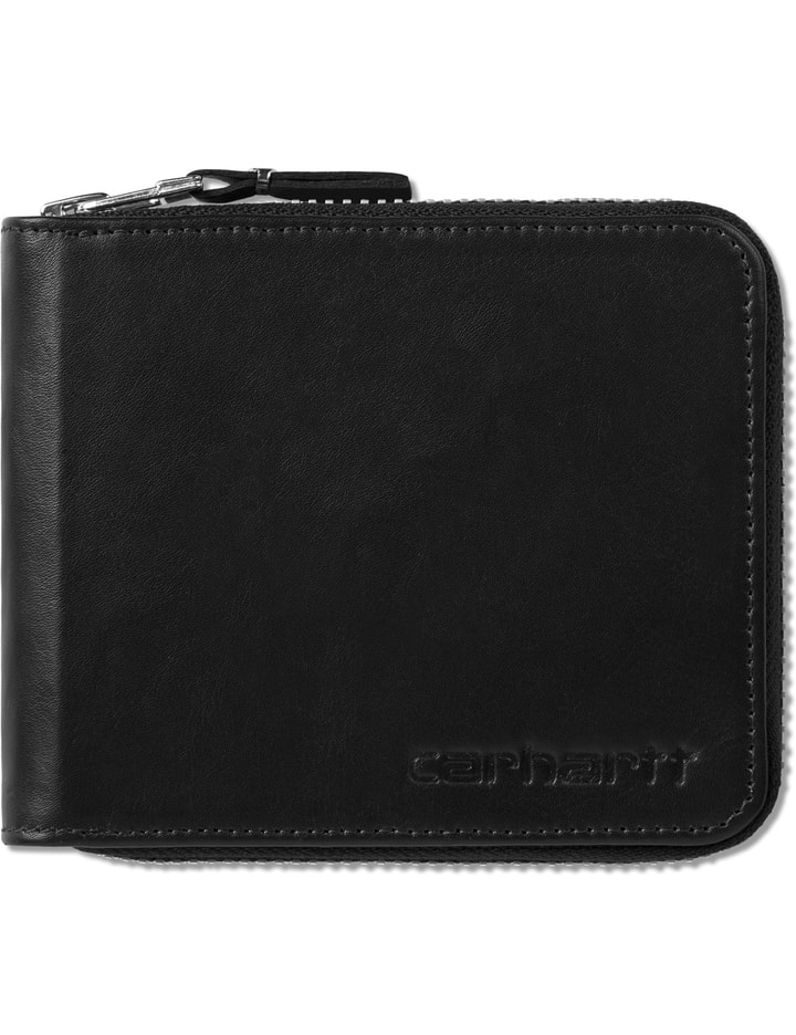 Carhartt Work In Progress Black Cow Leather Zip Wallet