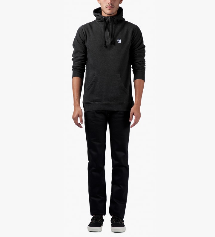 Black Horse Face Hooded 1/4 Zipper Sweater Placeholder Image
