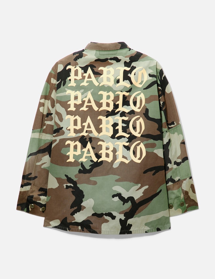 Shop Yeezy Camouflage Shirt Jacket